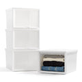 42 Qt. Stackable Plastic Storage Chest with Flip-Up Door, 4 Pack, White J24242