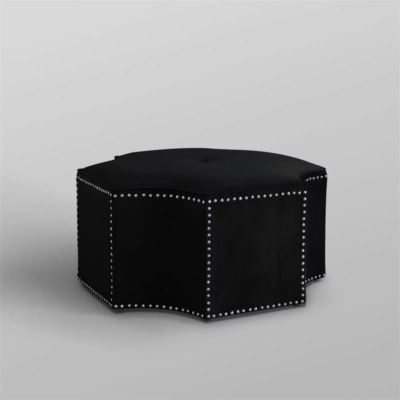 Black Velvet Upholstered Cocktail Ottoman B407