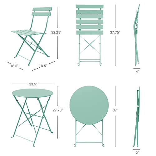 Red 3 Piece Folding Patio Bistro Set R8664