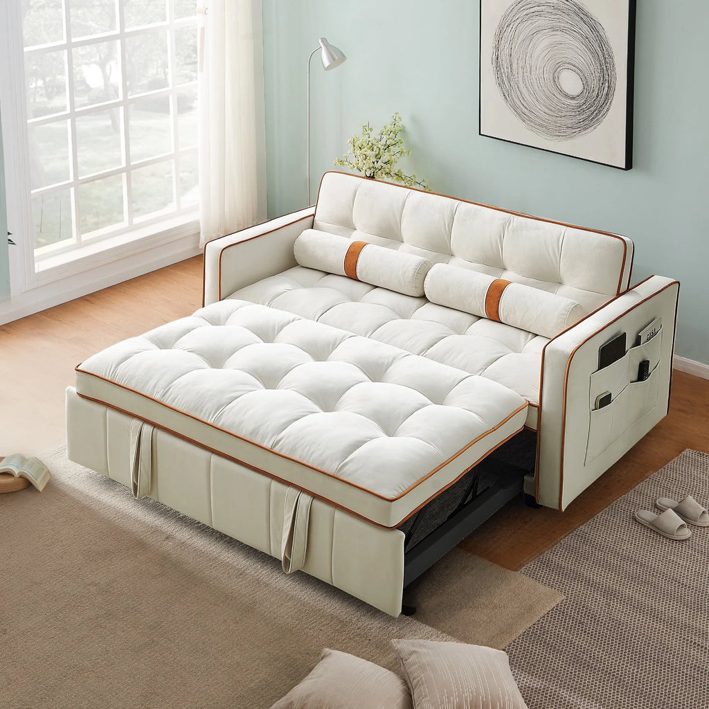 Black Velvet Pull Out Sofa Bed V10600