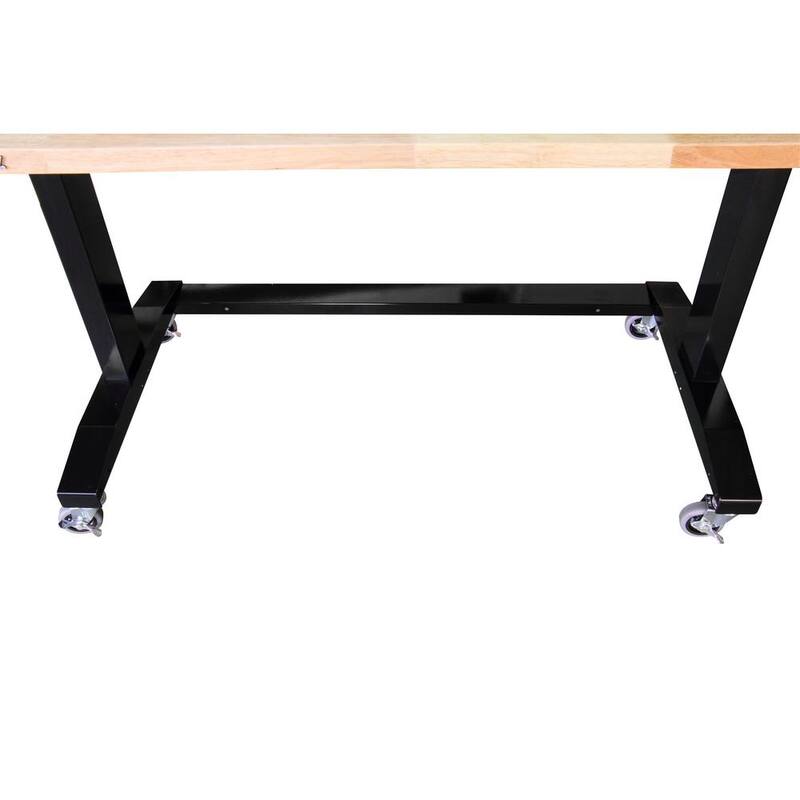 Adjustable Height Solid Wood Top Workbench Table in Black R982