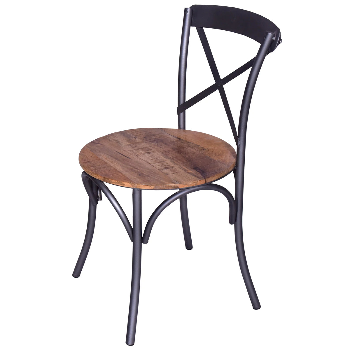 19 Inch Industrial Dining Accent Chair with Mango Wood Seat B191159