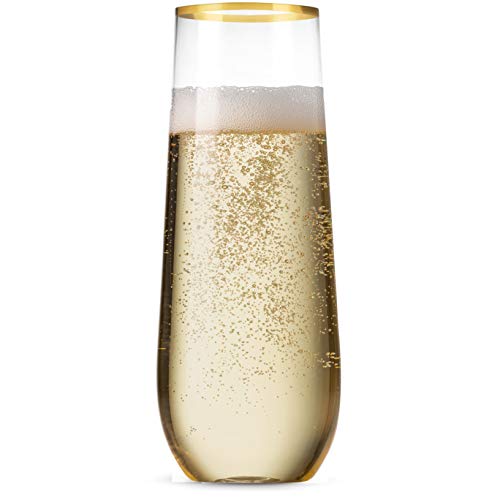 48 Pack 9 Oz Stemless Plastic Champagne Flutes J7220