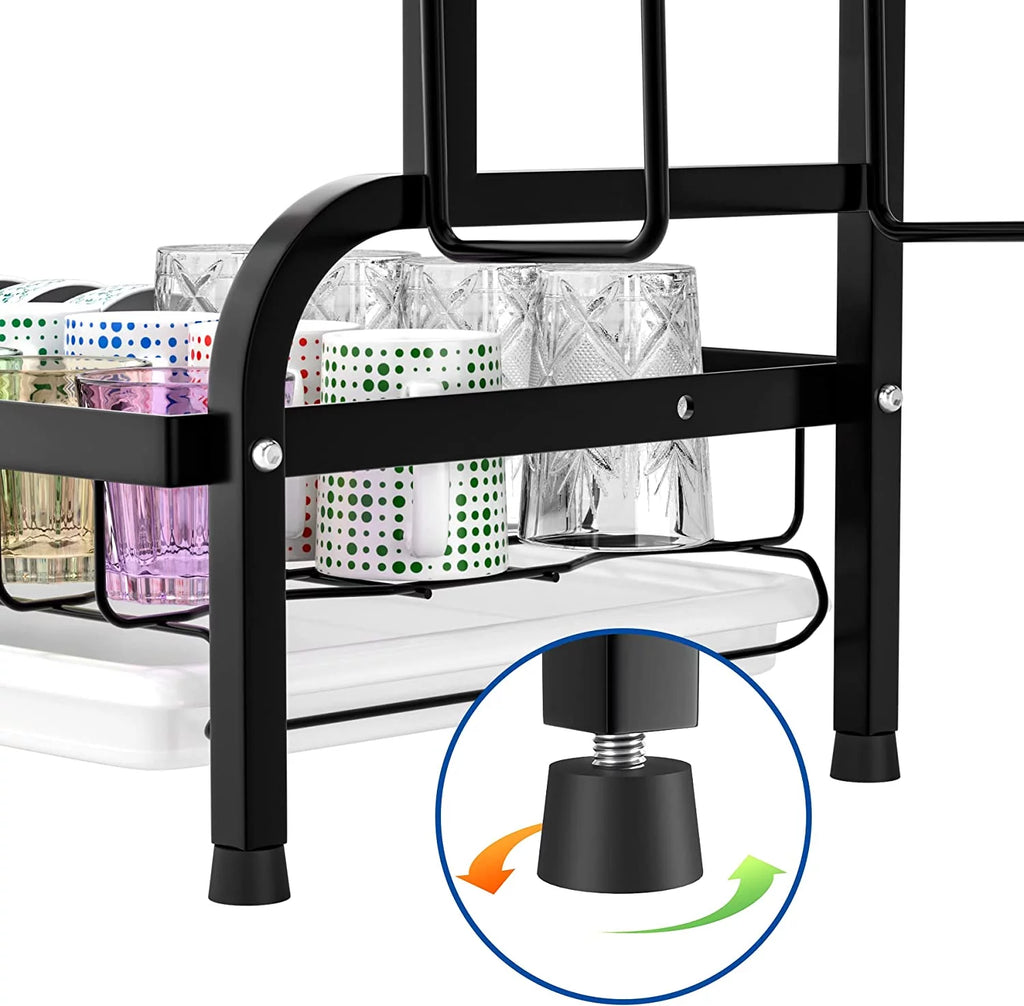 2-Tier Dish Drying Rack with Drain Board Tray W47275