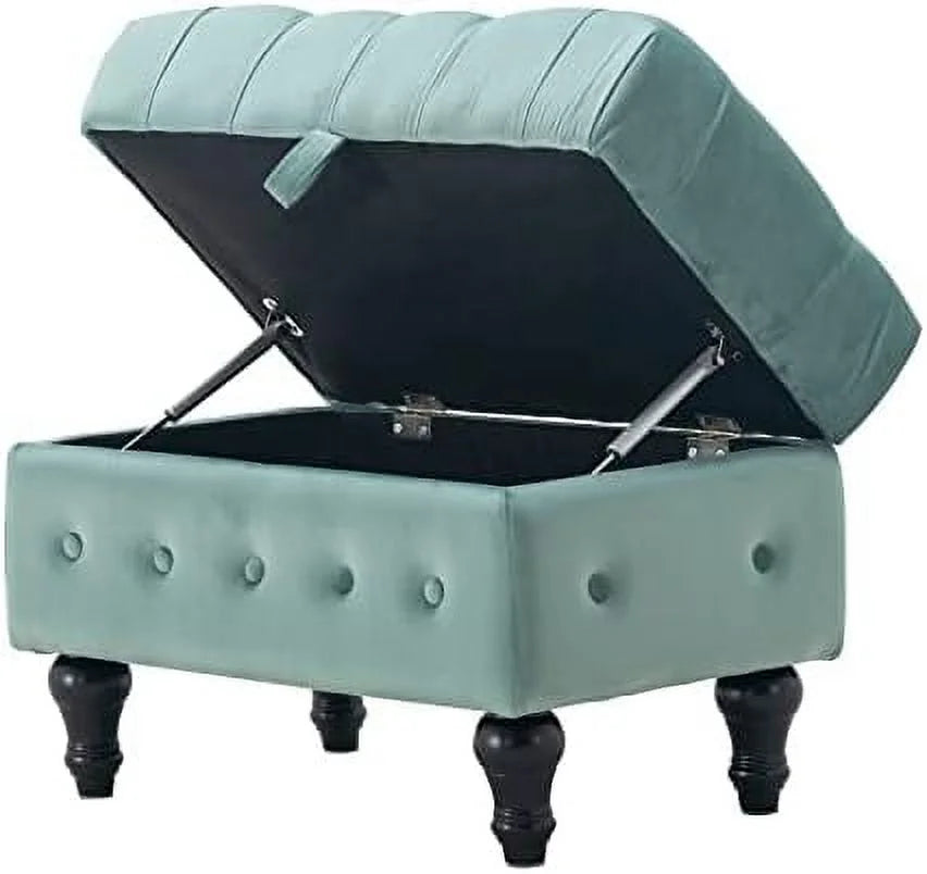 Pink Velvet Tufted Ottoman K639