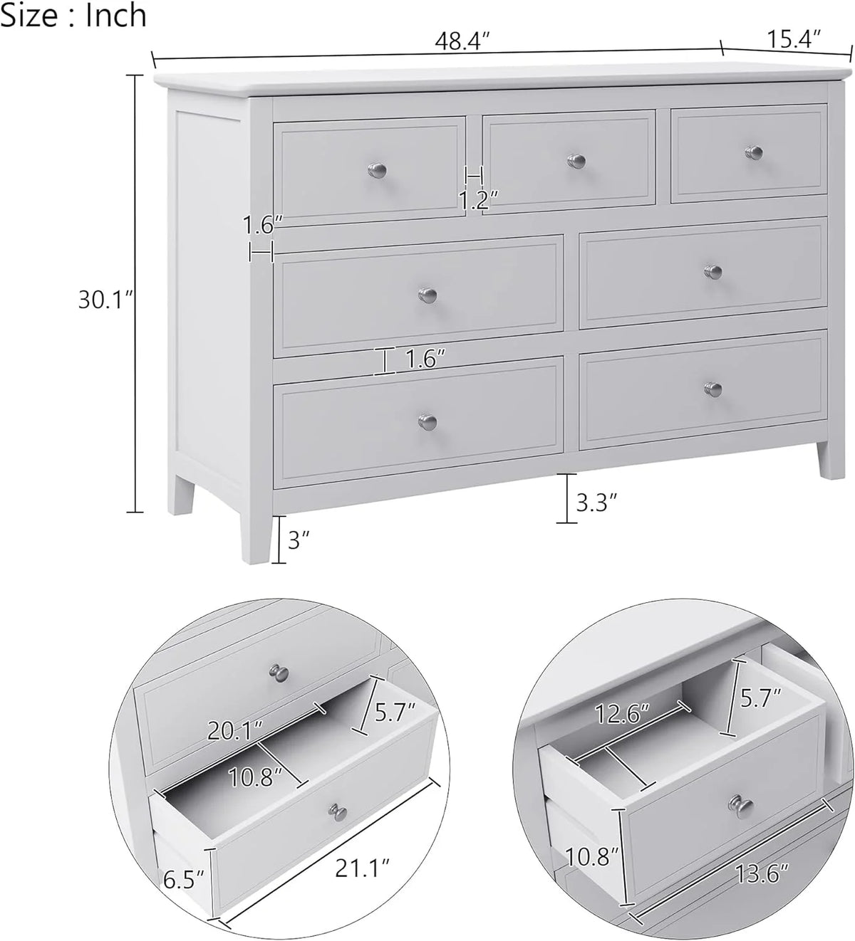 3 Piece Wood Bedroom Furniture Set with Queen Size Bed, Nightstand and Dresser B226