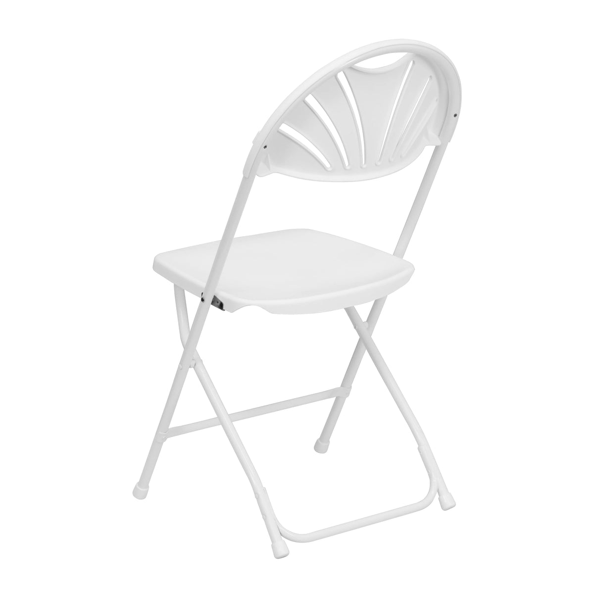 White Plastic Fan Back Folding Chair C14689