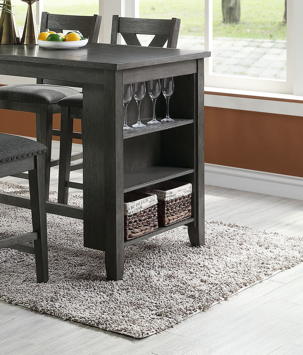 5pc Counter Height Dining Table with Storage Shelves U18902