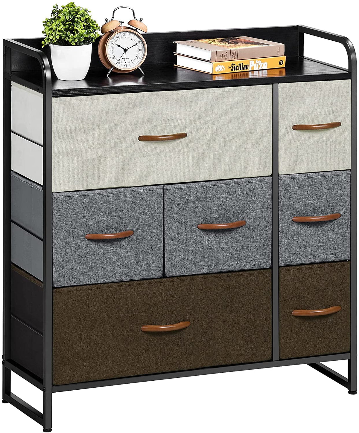 Light Gray 7 Drawer Fabric Dresser V87916