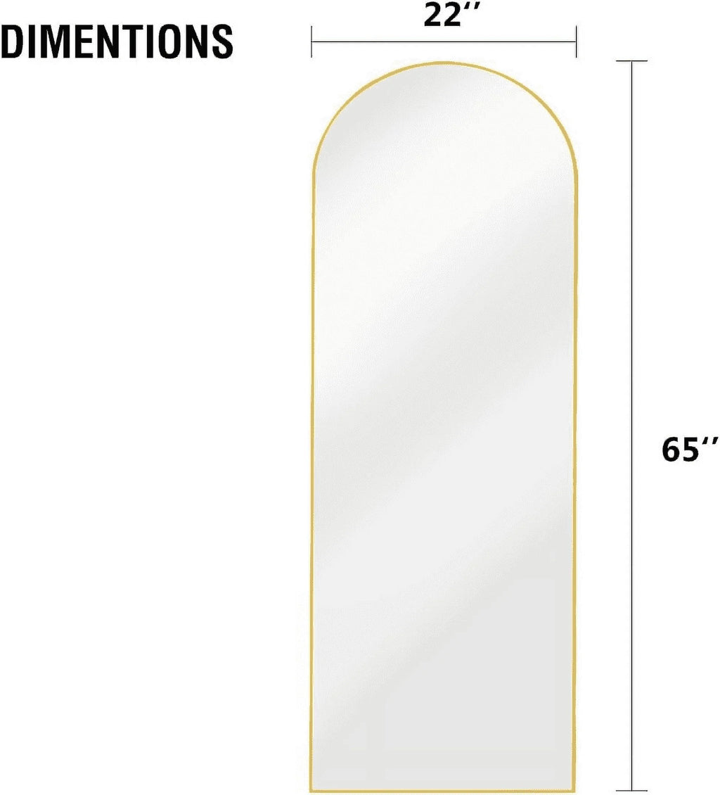 65"x22" Arched Full Length Mirror with Aluminum Frame P7608