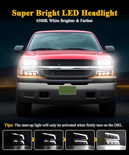 LED Headlights Assembly with DRL Sequential Turn Signal K7754