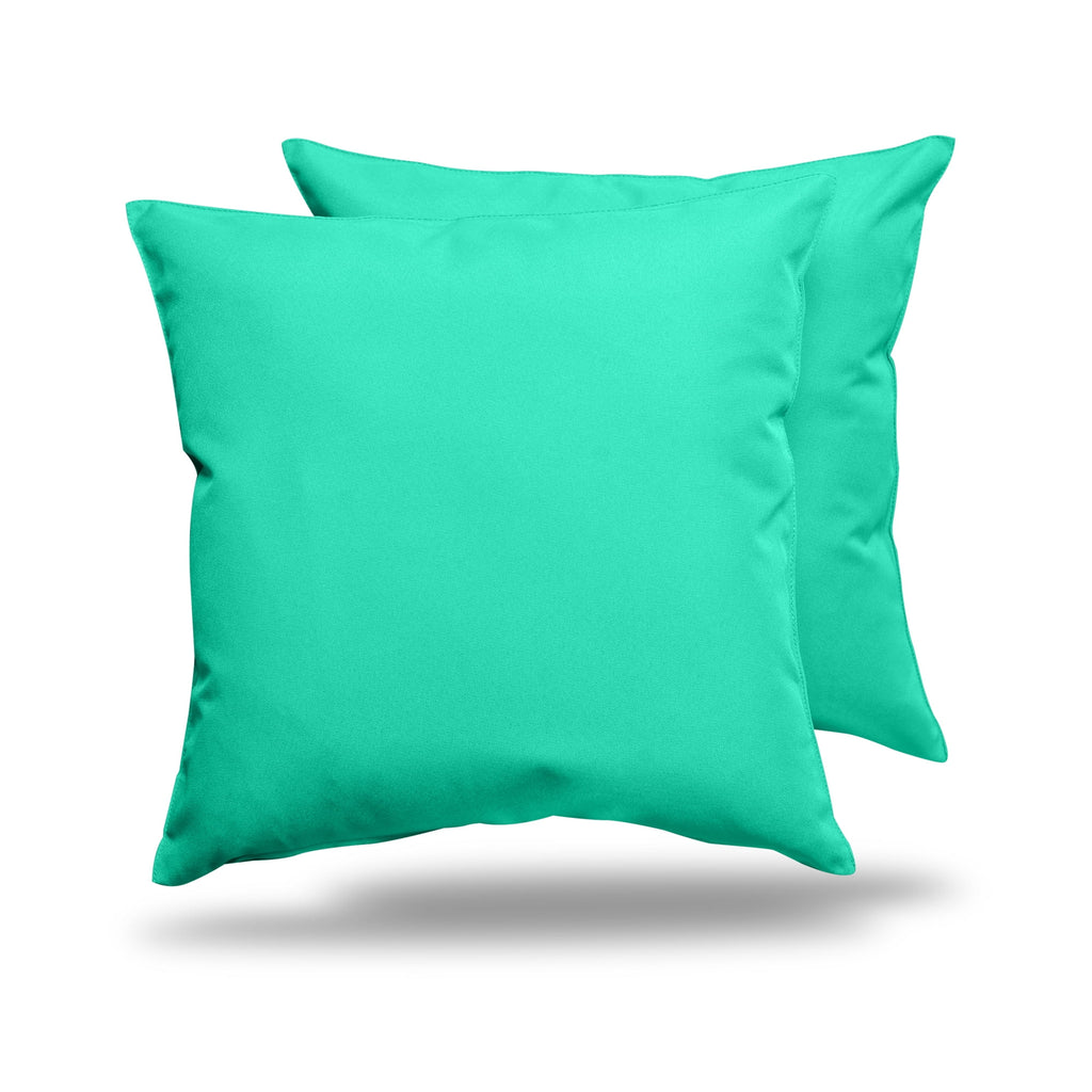 Pack of 2 Outdoor Decorative Throw Pillows 18 x 18 inch Solid Aqua Square Pillows L825