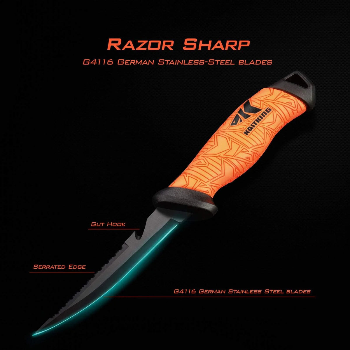 Fillet Knife and Bait Knife, Stainless-Steel Blade, Non-Slip Handles with Sheath L4669