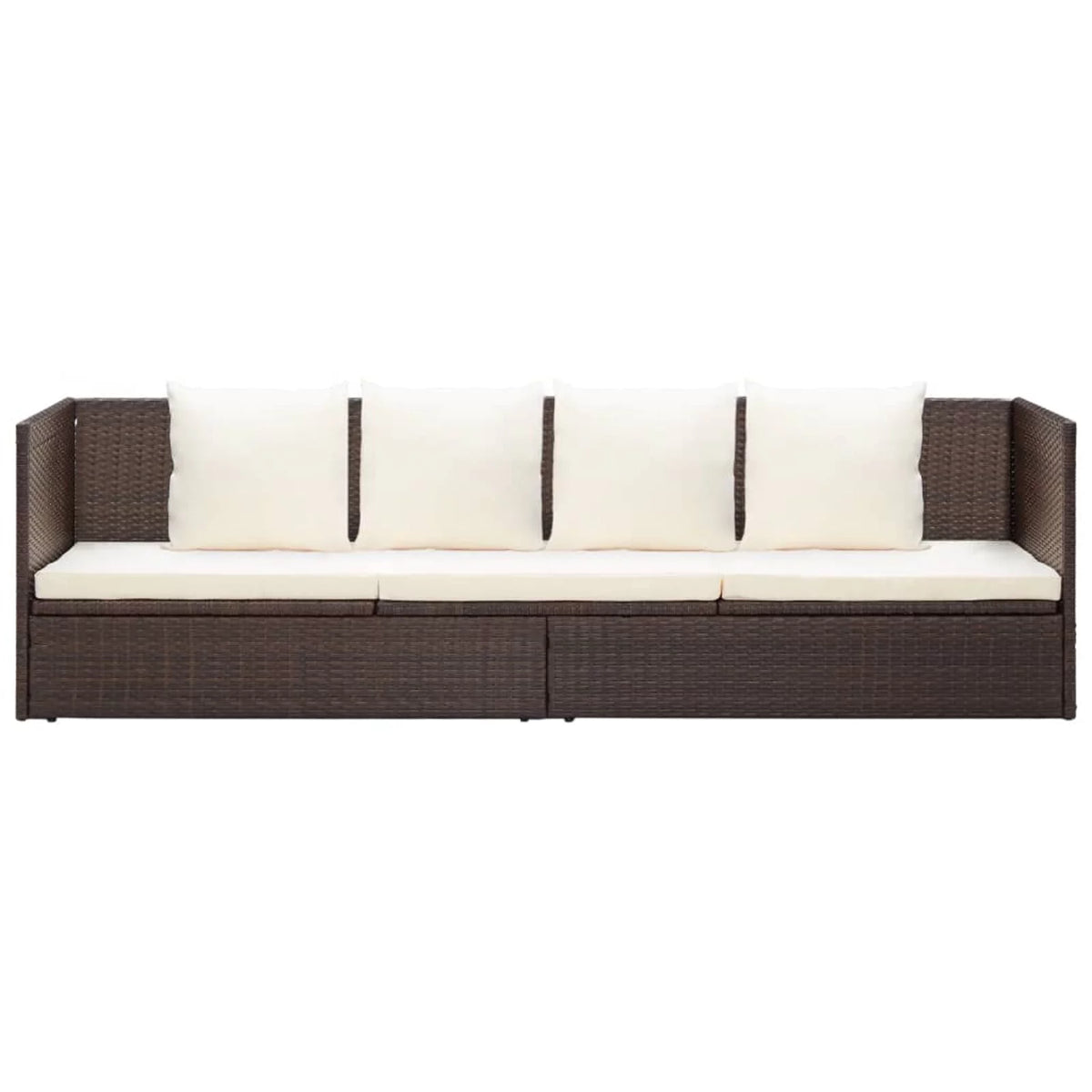 Outdoor Bed with Cushion Pillows Poly Rattan Brown C768
