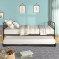 Black Twin Size Metal Daybed with Trundle W812