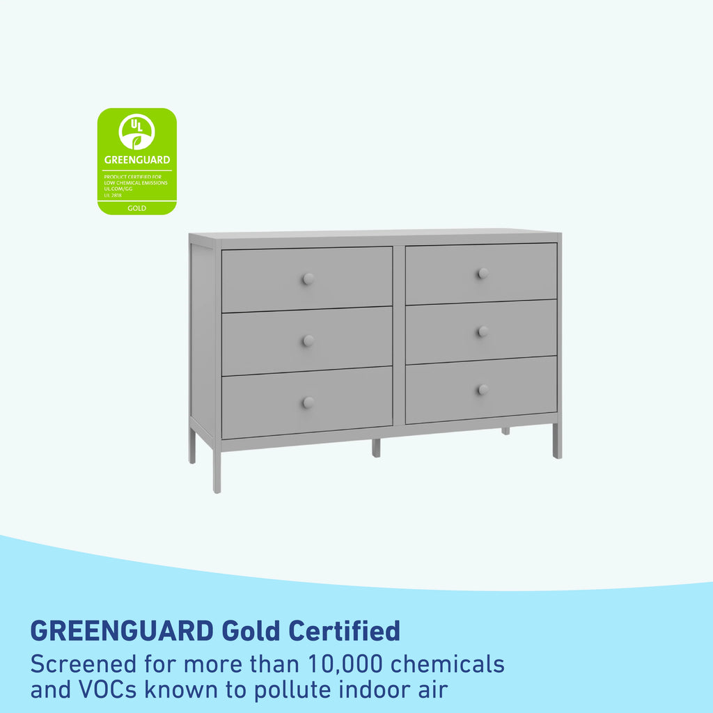 White 6 Drawer Double Dresser A24522