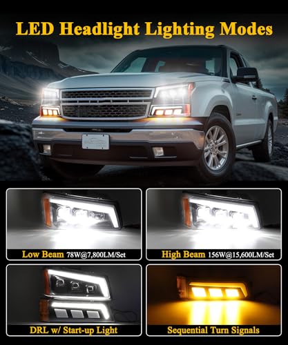 LED Headlights Assembly with DRL Sequential Turn Signal K7754
