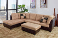 Beige Left Hand Facing Microfiber Sectional Sofa & Chaise with Ottoman R144960