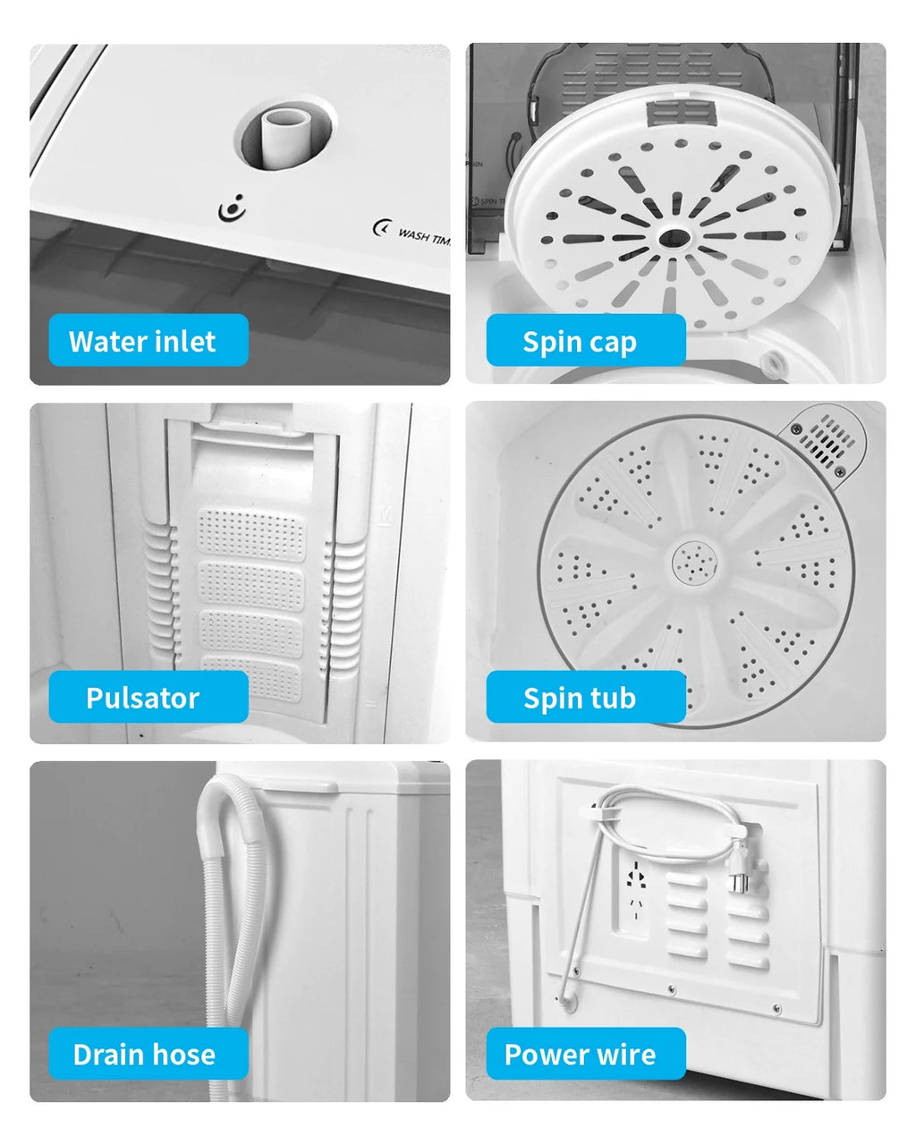 Portable 26lbs Twin Tub Compact Semi-automatic Washing Machine F3008