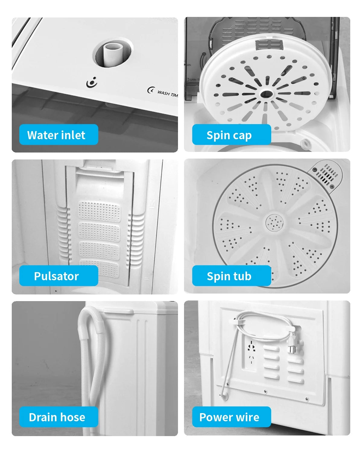 Portable 26lbs Twin Tub Compact Semi-automatic Washing Machine F3008