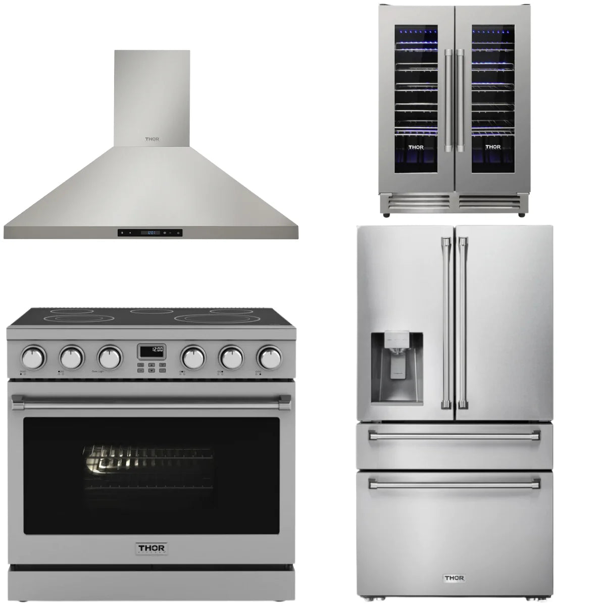 36 Electric Range, Range Hood, Refrigerator and Wine Cooler R287893