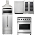 30 Gas Range, Range Hood, Microwave, Refrigerator, Dishwasher, Wine Cooler W6030