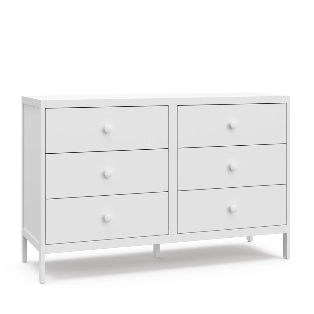 White 6 Drawer Double Dresser A24522