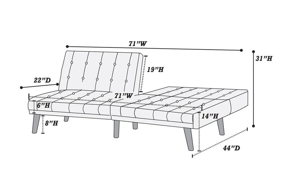 Navy Blue Fabric Convertible Futon Sofa I8837