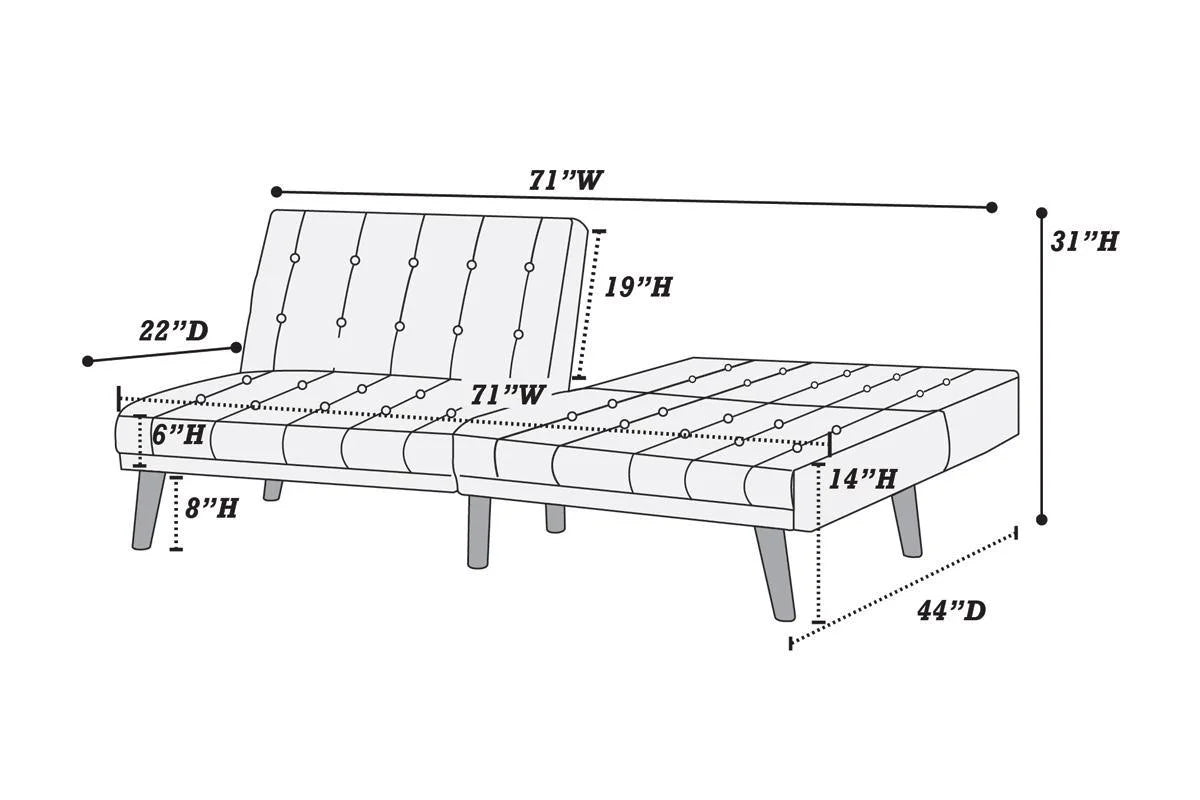 Navy Blue Fabric Convertible Futon Sofa I8837