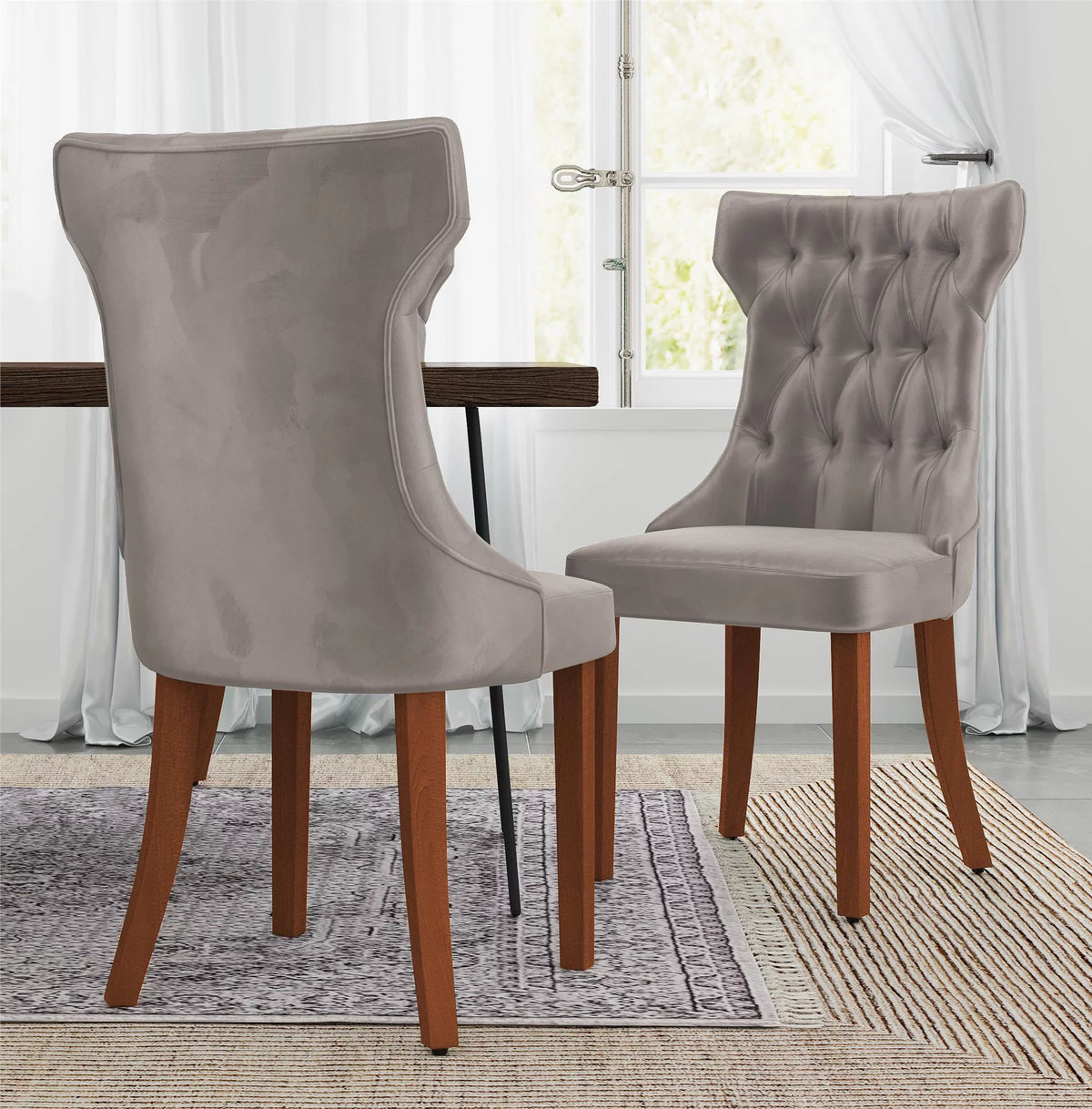 Tufted Dining Chair Set Of 2 Taupe J225138