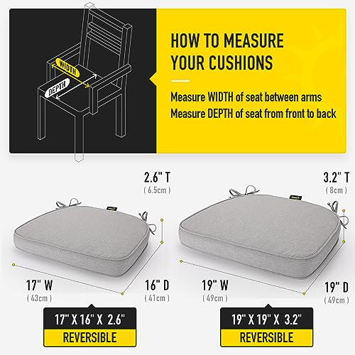 Gel Memory Foam Chair Cushions, Set of 6, Heather Grey I53718