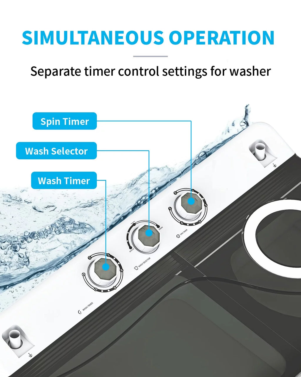Portable 26lbs Twin Tub Compact Semi-automatic Washing Machine F3008