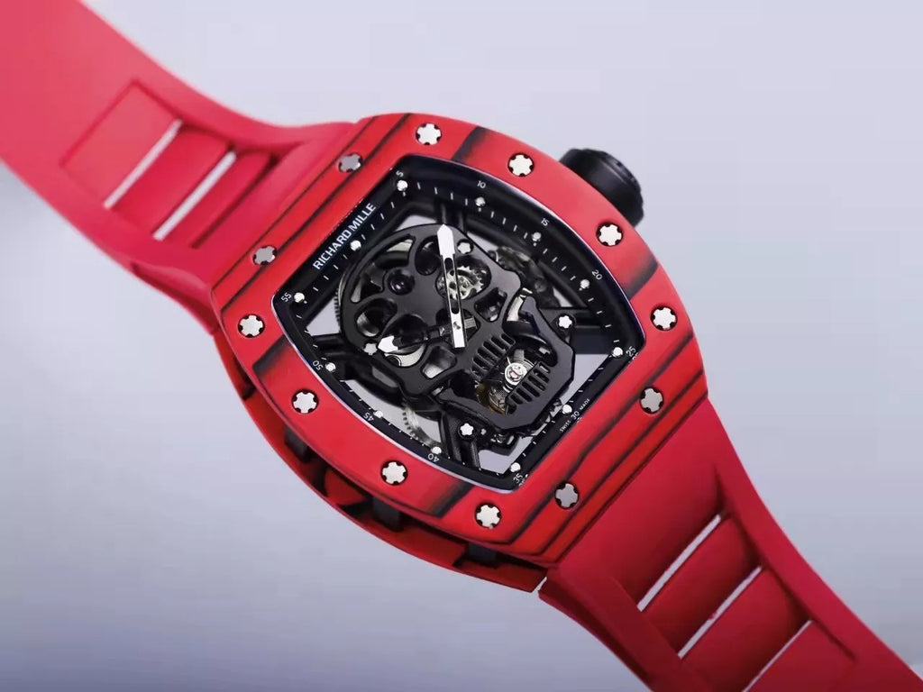 Black Dial Red Bezel Red Rubber Strap Tourbillon R928773