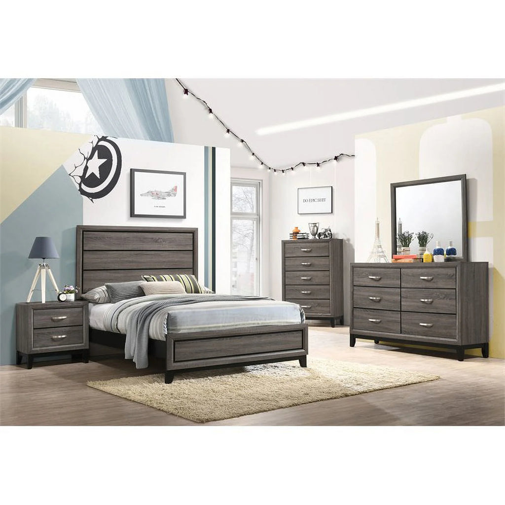 4-piece Grey Oak Bedroom Set V2755