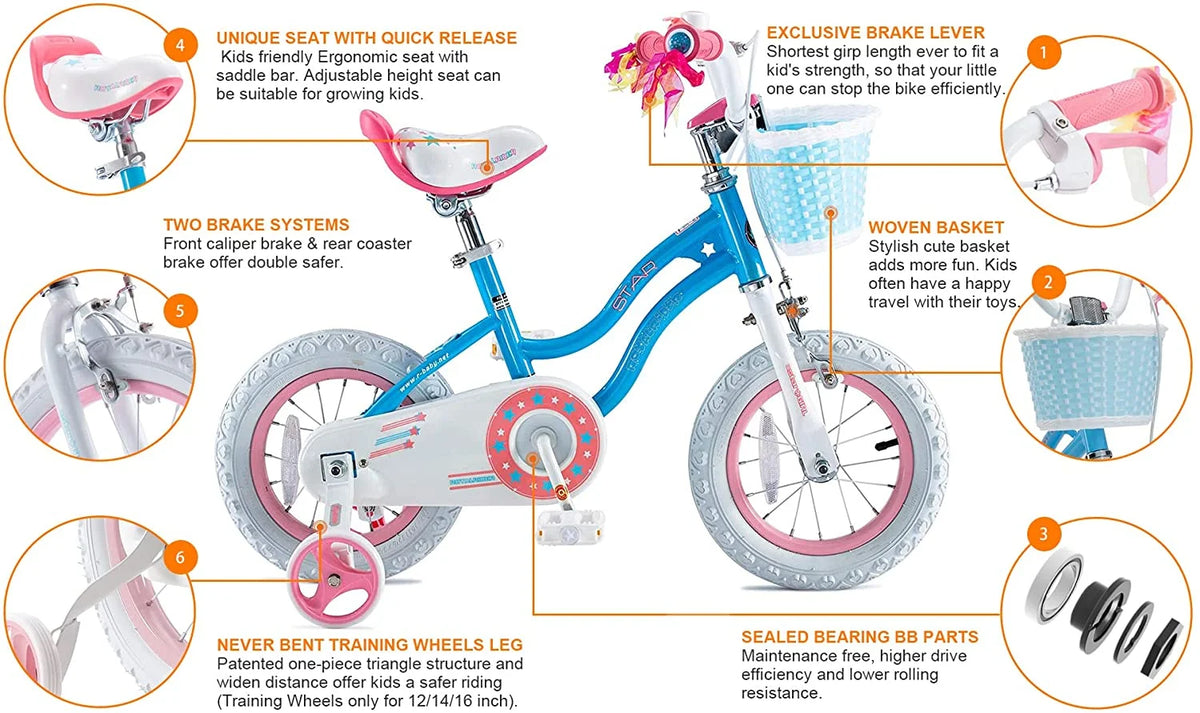 20 Inch Kids Bike with Kickstand Basket Blue H632341