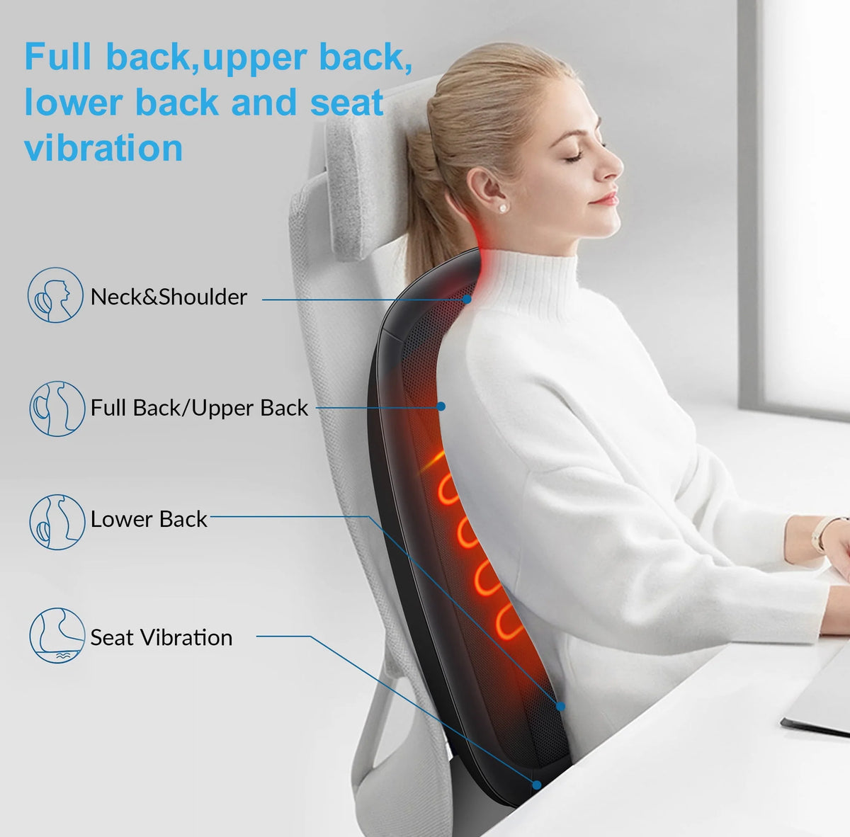 Shiatsu Back Massager with Heat Black Y58956