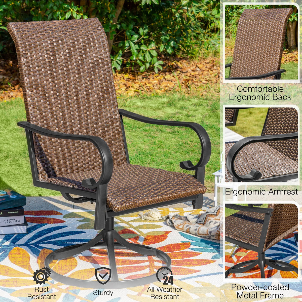 7 Piece Outdoor Patio Dining Set Rattan Chairs and Table J410