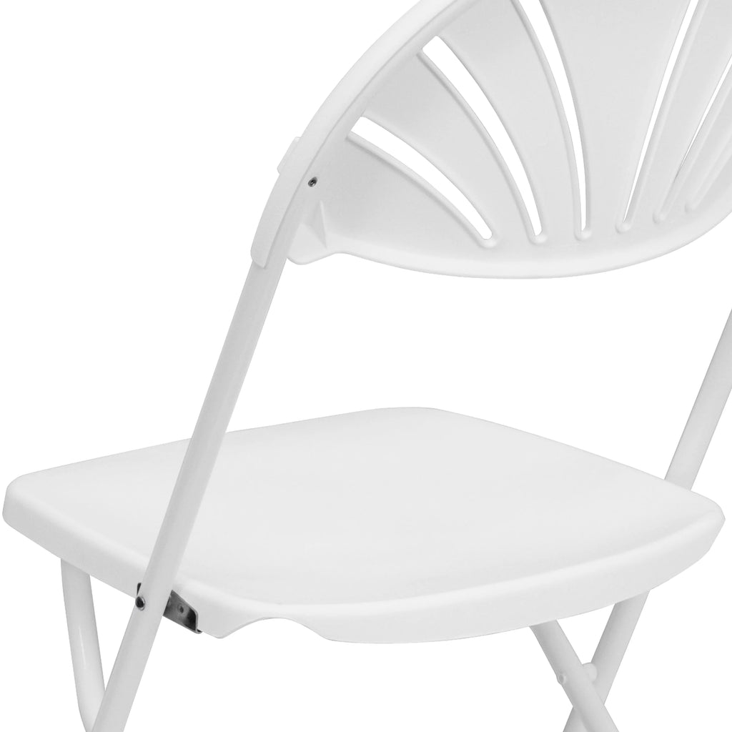 White Plastic Fan Back Folding Chair C14689