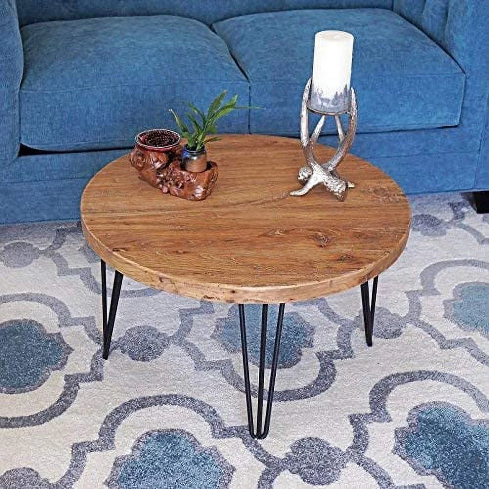 Round Old Elm Wooden Coffee Table L205078