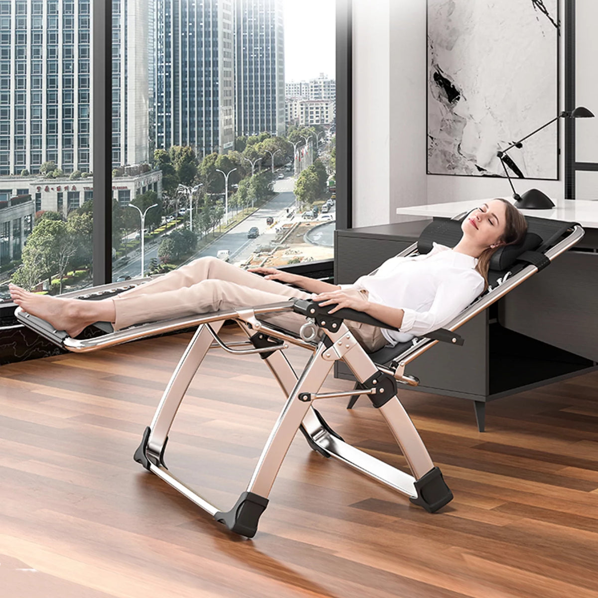 Zero Gravity Folding Lounge Chair with Cushion, Cup Holder, Pillow A181