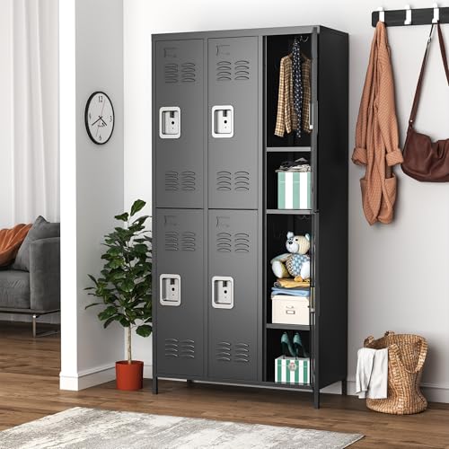 Black 6 Door Steel Storage Lockers with Shelves K152