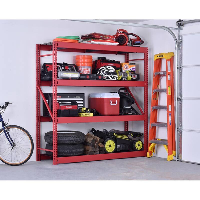 4-Tier Steel Freestanding Shelving Unit in Red C139