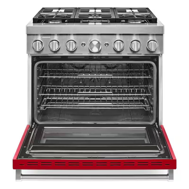 5.1 cu. ft. Dual Fuel Freestanding Smart Range with 6-Burners in Passion Red K89924