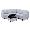 Light Gray Fabric 5 Seater Sectional Sofa with Storage Ottoman J17721