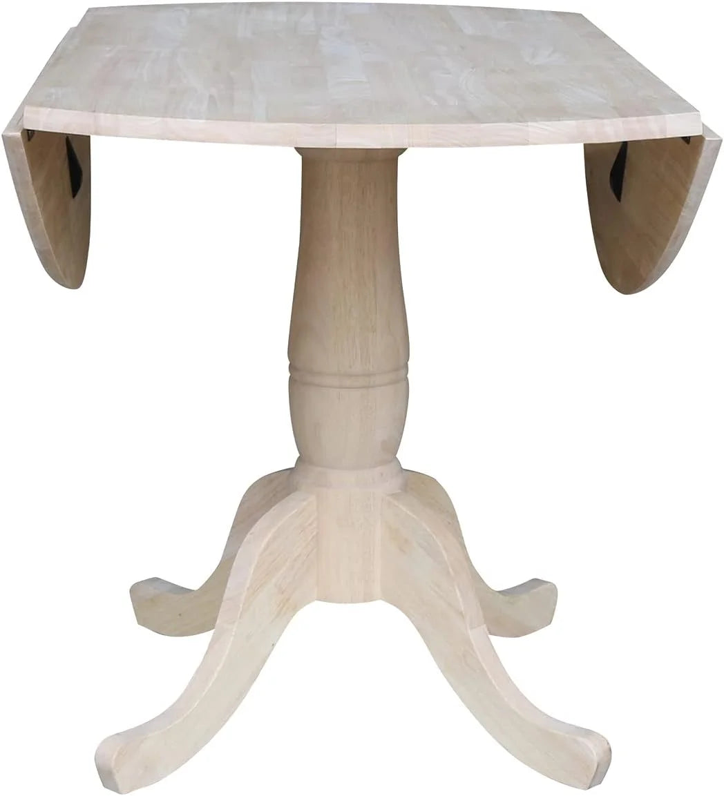 Unfinished Dual Drop Leaf Pedestal Dining Table S384