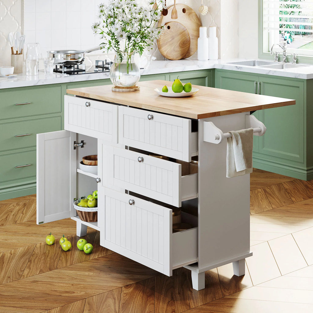 White Kitchen Island Set with 2 Seatings R287
