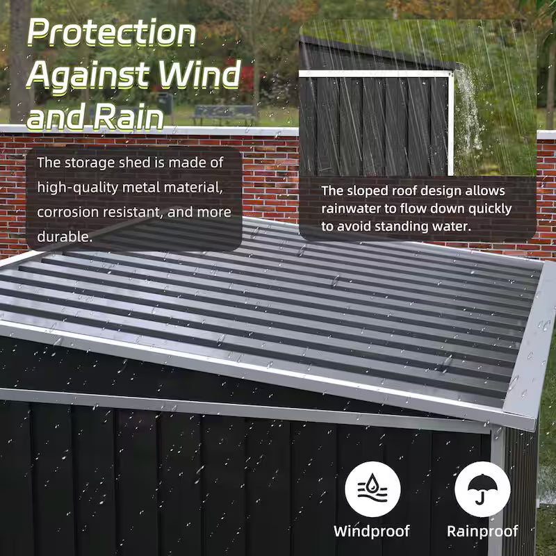 Black Metal Outdoor Storage Shed C37476