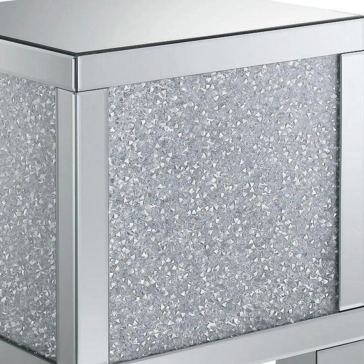 Wooden End Table with Mirrored Panel L355