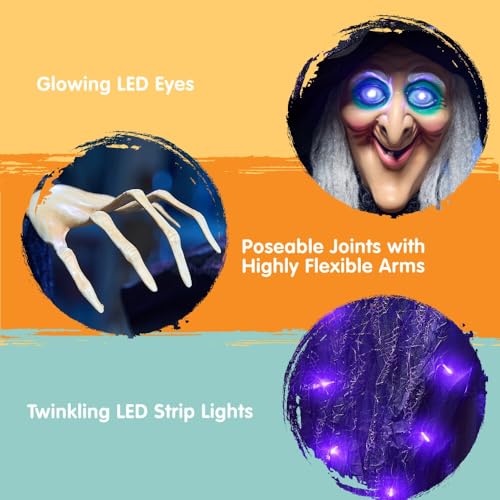 72” Hanging Talking Witch Decor with Light Up Ghost X748298