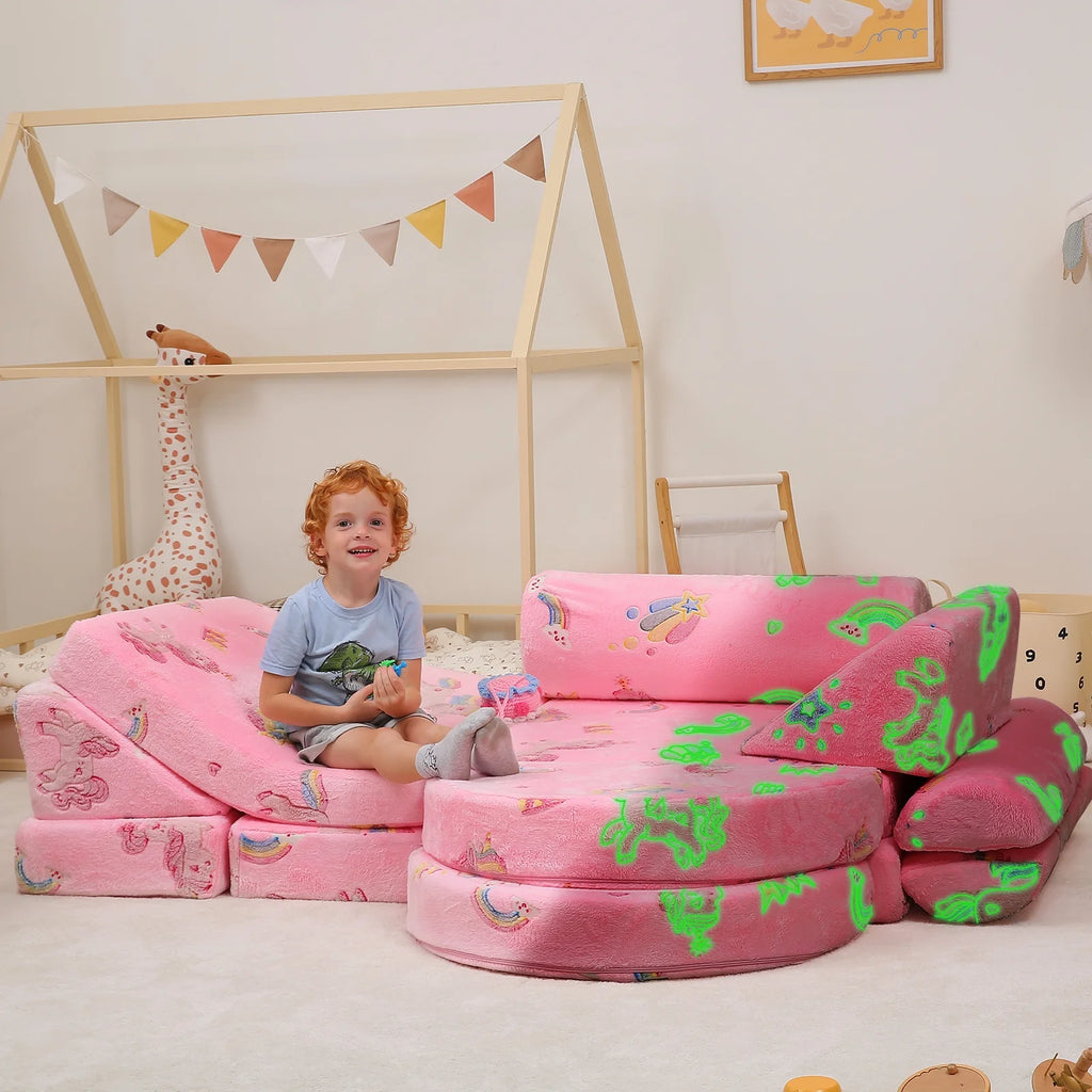 11 Pc Pink Modular Kids Play Couch O69122